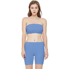 Provence Blue	 - 	stretch Shorts And Tube Top Set by ColorfulSportsWear