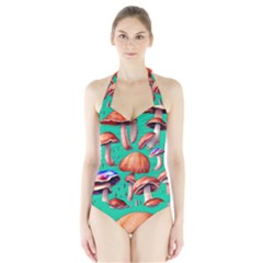 Mushroom Forest Halter Swimsuit