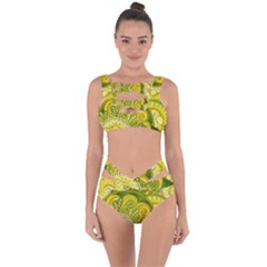 Doodles Patterns Ornament Vector Flowers Green Bandaged Up Bikini Set 