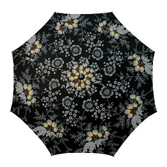 White And Yellow Floral And Paisley Illustration Background Golf Umbrellas