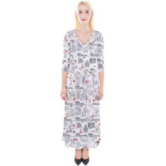 White Printer Paper With Text Overlay Humor Dark Humor Infographics Quarter Sleeve Wrap Maxi Dress