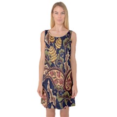 Leaves Flowers Background Texture Paisley Sleeveless Satin Nightdress