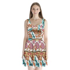 Flowers Pattern Texture White Background Paisley Split Back Mini Dress  by Jancukart