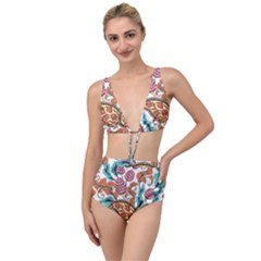 Flowers Pattern Texture White Background Paisley Tied Up Two Piece Swimsuit