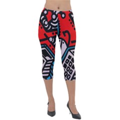 Multicolored Doodle Art Street Art Lightweight Velour Capri Leggings  by Jancukart