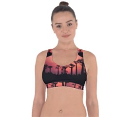 Baobabs Trees Silhouette Landscape Sunset Dusk Cross String Back Sports Bra