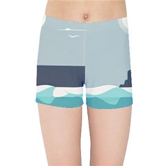 Lighthouse Ocean Nautical Sea Minimal Minimalist Kids  Sports Shorts