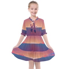 Sunset Ocean Beach Water Tropical Island Vacation Nature Kids  All Frills Chiffon Dress by Pakemis