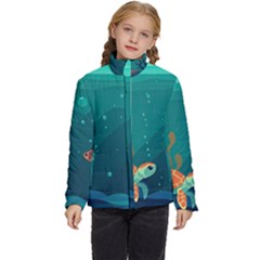 Ai Generated Ocean Sea Fish Aquatic Water Nature 5 Kids  Puffer Bubble Jacket Coat by Pakemis