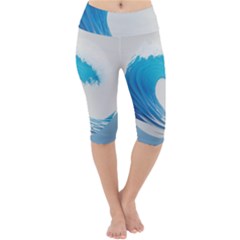 Wave Tsunami Tidal Wave Ocean Sea Water Lightweight Velour Cropped Yoga Leggings