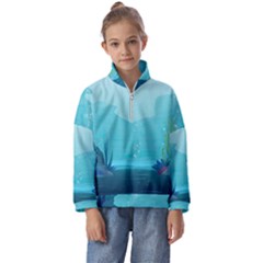 Intro Youtube Background Wallpaper Aquatic Water 2 Kids  Half Zip Hoodie by Pakemis