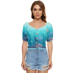 Ai Generated Ocean Sea Fish Aquatic Water Nature 4 Button Up Blouse