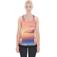 Sunset Ocean Beach Water Tropical Island Vacation 3 Piece Up Tank Top by Pakemis