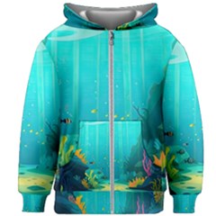 Intro Youtube Background Wallpaper Aquatic Water Kids  Zipper Hoodie Without Drawstring by Pakemis