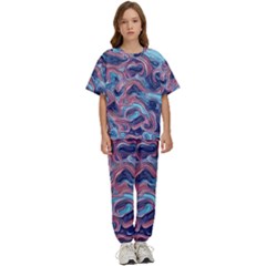 Fluid Art Pattern Kids  Tee And Pants Sports Set by GardenOfOphir