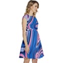 Abstract Liquid Art Pattern Cap Sleeve High Waist Dress View3