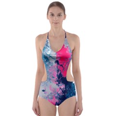 Fluid Art Pattern Cut-out One Piece Swimsuit by GardenOfOphir