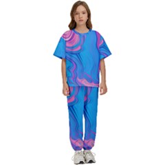 Liquid Background Pattern Kids  Tee And Pants Sports Set by GardenOfOphir