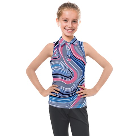 Fluid Abstract Art Kids  Sleeveless Polo Tee by GardenOfOphir