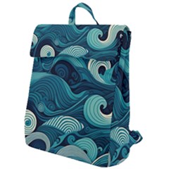 Waves Ocean Sea Abstract Whimsical Abstract Art Flap Top Backpack by Pakemis