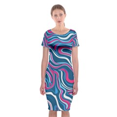 Liquid Art Pattern Classic Short Sleeve Midi Dress by GardenOfOphir