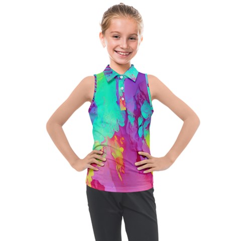 Fluid Background Kids  Sleeveless Polo Tee by GardenOfOphir