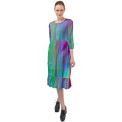 Fluid Art - Artistic And Colorful Ruffle End Midi Chiffon Dress by GardenOfOphir