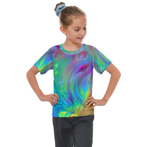 Fluid Art - Artistic And Colorful Kids  Mesh Piece Tee by GardenOfOphir