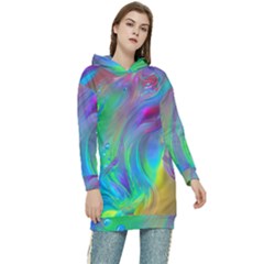 Fluid Art - Artistic And Colorful Women s Long Oversized Pullover Hoodie