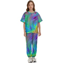 Fluid Art - Artistic And Colorful Kids  Tee And Pants Sports Set by GardenOfOphir