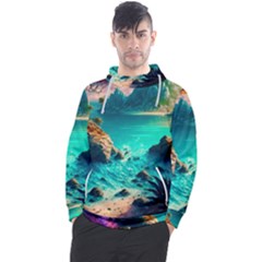 Tropical Paradise Beach Ocean Shore Sea Fantasy Men s Pullover Hoodie by Pakemis