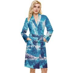 Tropical Winter Fantasy Landscape Paradise Long Sleeve Velvet Robe by Pakemis