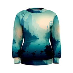 Ai Generated River Forest Woods Outdoors Women s Sweatshirt by Pakemis