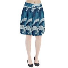 Waves Ocean Sea Pattern Water Tsunami Rough Seas Pleated Skirt by Pakemis