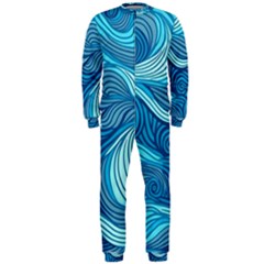 Ocean Waves Sea Abstract Pattern Water Blue Onepiece Jumpsuit (men) by Pakemis