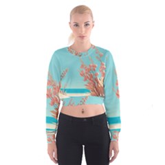 Beach Ocean Flowers Floral Flora Plants Vacation Cropped Sweatshirt