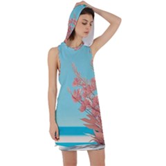 Beach Ocean Flowers Floral Flora Plants Vacation Racer Back Hoodie Dress by Pakemis