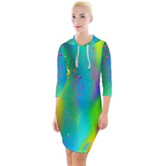 Liquid Shapes - Fluid Arts - Watercolor - Abstract Backgrounds Quarter Sleeve Hood Bodycon Dress by GardenOfOphir