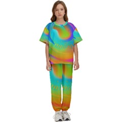 Contemporary Fluid Art Pattern In Bright Colors Kids  Tee And Pants Sports Set by GardenOfOphir