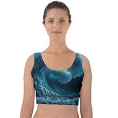 Tsunami Waves Ocean Sea Water Rough Seas 3 Velvet Crop Top