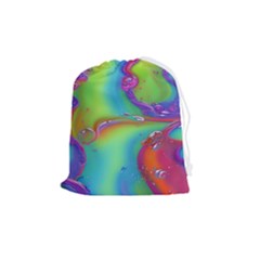 Modern Abstract Liquid Art Pattern Drawstring Pouch (medium) by GardenOfOphir