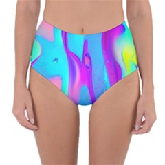 Colorful Abstract Fluid Art Pattern Reversible High-waist Bikini Bottoms by GardenOfOphir