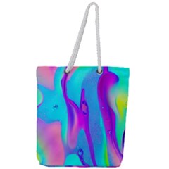 Colorful Abstract Fluid Art Pattern Full Print Rope Handle Tote (large) by GardenOfOphir