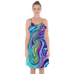 Waves Of Color Ruffle Detail Chiffon Dress by GardenOfOphir