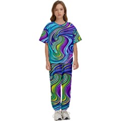 Waves Of Color Kids  Tee And Pants Sports Set by GardenOfOphir