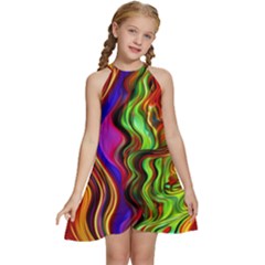 Swirls And Curls Kids  Halter Collar Waist Tie Chiffon Dress