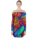 Waves Of Colorful Abstract Liquid Art Long Sleeve Off Shoulder Dress View1