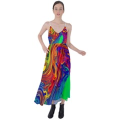 Waves Of Colorful Abstract Liquid Art Tie Back Maxi Dress