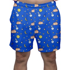 Cat Animals Sleep Stars Seamless Background Men s Shorts