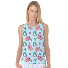 Pigs Pattern Art Design Drawing Sketch Wallpaper Women s Basketball Tank Top